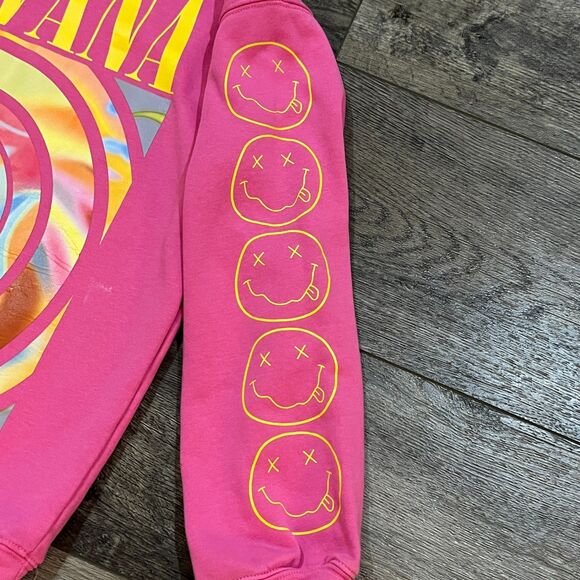 Urban Outfitters Nirvana Pink Smile Oversized Sweatshirt -Small/Medium - Picture 6 of 10